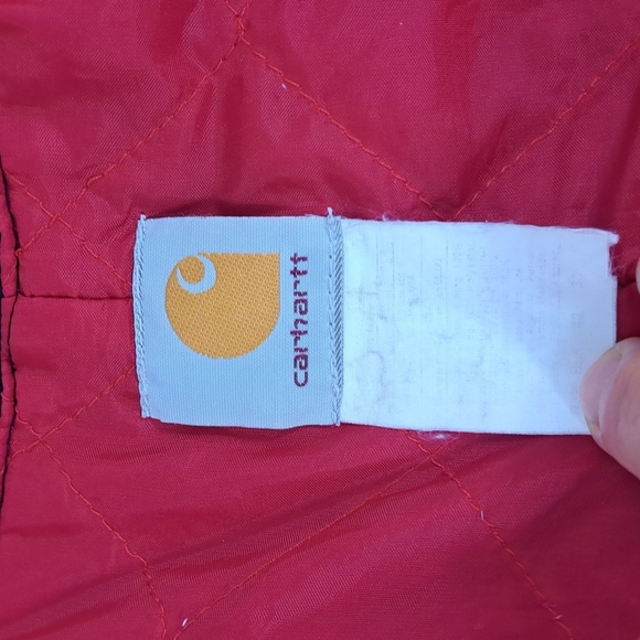Carhartt canvas Duck bib red quilt double knee 1/2 zip 42/30 black overalls - Picture 7 of 8